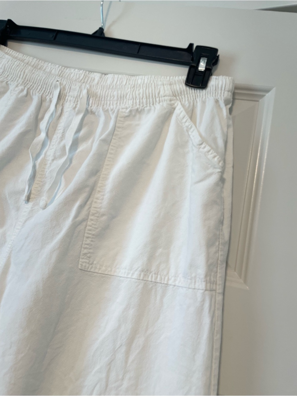 100% Cotton Erika White Women’s Linen Lightweight Flowy Drawstring Pants Size M - Picture 2 of 9